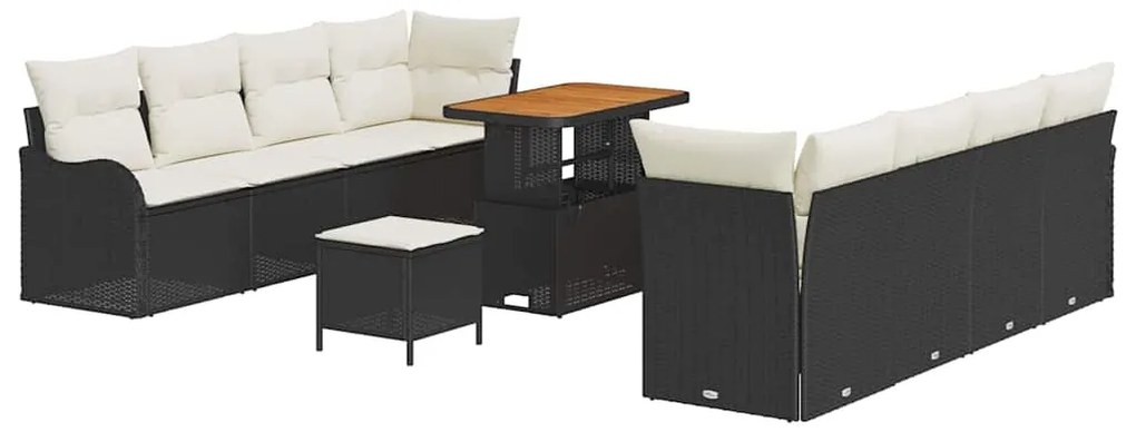 vidaXL Σετ Καναπέ Κήπου 11 pcs Μαύρο, Κρέμα 90 x 55 x 71 cm