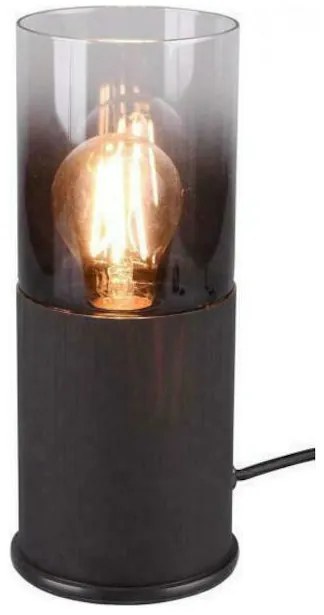 Φωτιστικό Επιτραπέζιο Ø11xY25,5cm 1xE27 Μαύρο Ματ -Φιμέ Γυαλί Lighting Robin 510600132