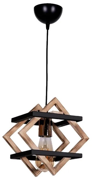 Megapap Φωτιστικό Οροφής Legno E27 Ξύλινο Μονόφωτο Φυσικό - Μαύρο 25x18x70εκ.