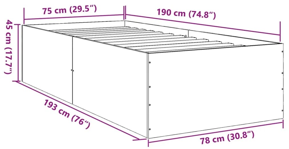 ΠΛΑΙΣΙΟ ΚΡΕΒΑΤΙΟΥ ΓΚΡΙ SONOMA 75X190 ΕΚ. ΕΠΕΞΕΡΓΑΣΜΕΝΟ ΞΥΛΟ 3280984