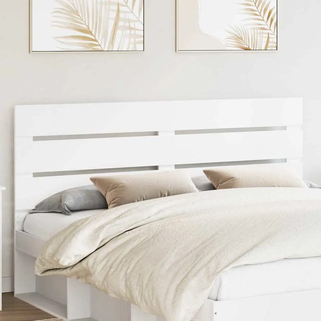 vidaXL Κεφαλάρι με κεφαλάρι Λευκό 200 cm Επεξεργασμένο ξύλο