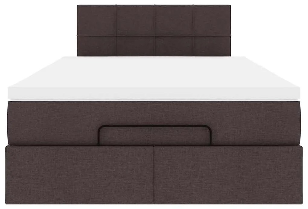 Οθωμανικό κρεβάτι με στρώμα &amp; LEDs Σκούρο καφέ 120x190cm ύφασμα 3312294
