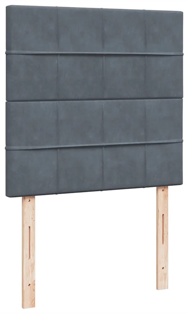 vidaXL Κρεβάτι Boxspring με Στρώμα Σκούρο Γκρι 90x190 εκ. Βελούδινο