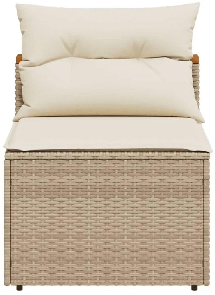 vidaXL Καναπέδες Κήπου Χωρίς Μπράτσα 2 τεμ. Μπεζ Συνθ. Ρατάν &amp; Μαξιλ.