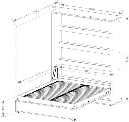 Κρεβάτι τοίχου Aether II-Fusiko-Mavro-140 x 200