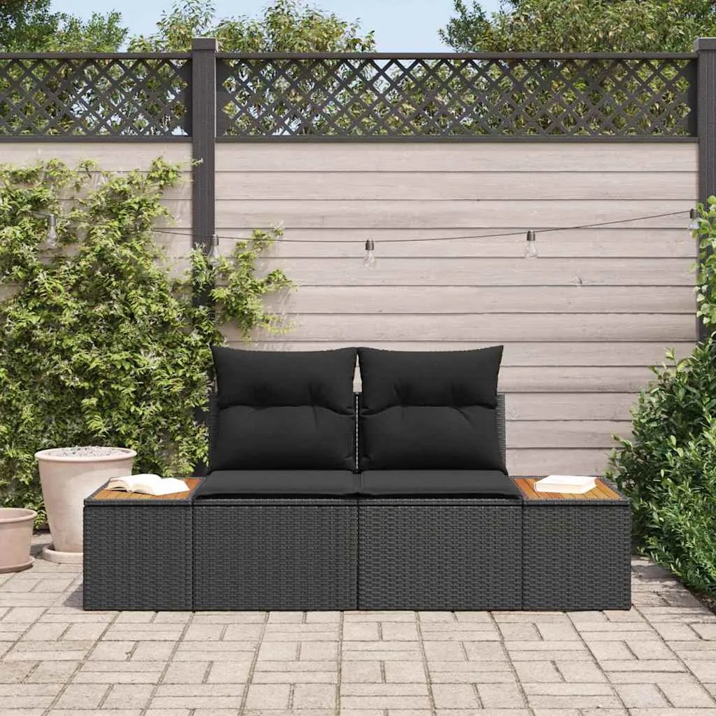 vidaXL Καναπές Κήπου Μαύρο 184 x 62 x 85εκ συνθετικό ρατάν