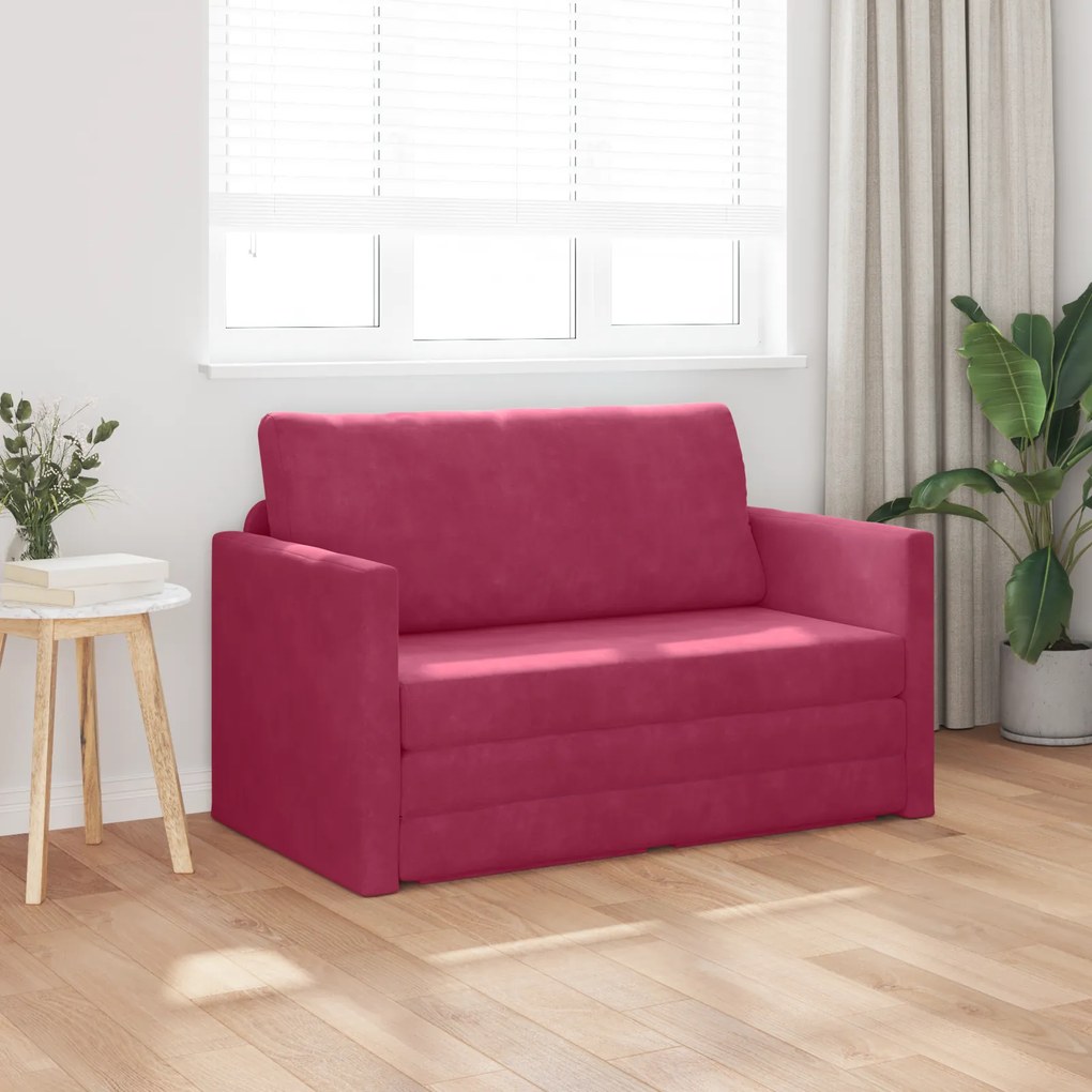 vidaXL Καναπές Κρεβάτι 2-σε-1 Κόκκινος 124x204x61 εκ. Βελούδο