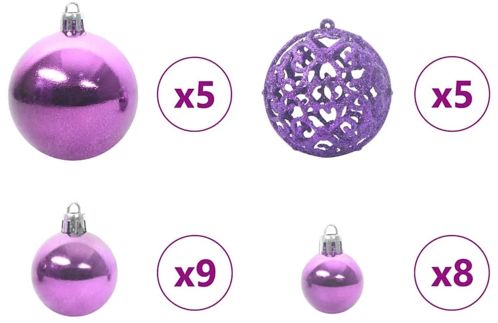 vidaXL Σετ Χριστουγεννιάτικων Στρογγυλών Μπαλίτσων 61 pcs Λιλά