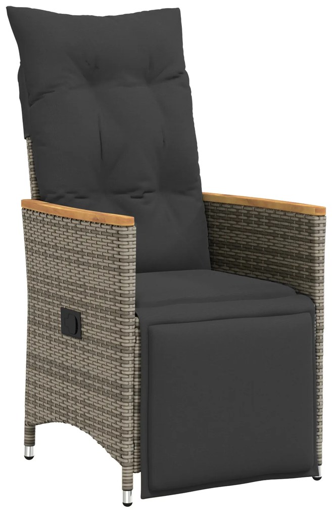 vidaXL Σετ κήπου 5 κομματιών με μαξιλάρια Γκρι Poly Rattan
