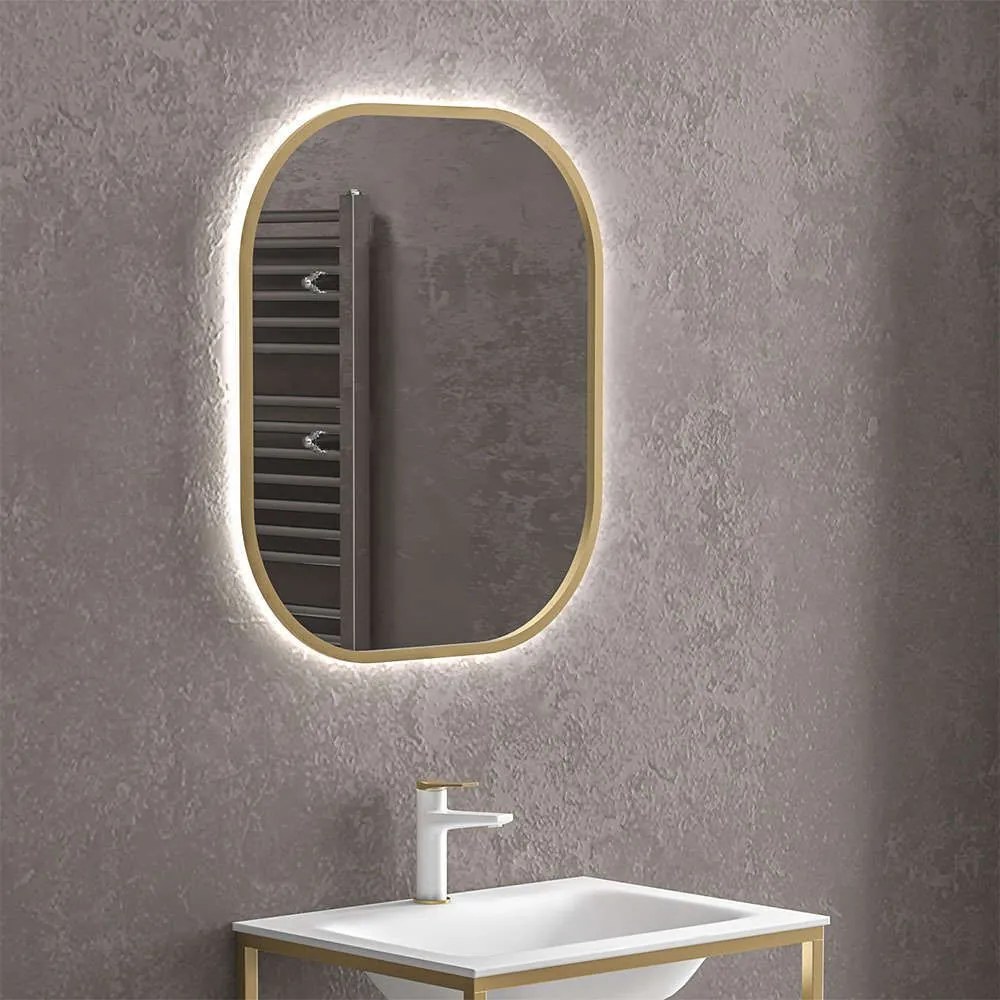 Καθρέπτης Ebir Sharon SHARON8070-G Με Κρυφό Φωτισμό 80x70cm Gold Karag Glass