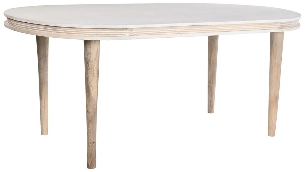 Τραπεζαρία DKD Home Decor Λευκό Χρυσό Ορείχαλκος Ξύλο από Μάνγκο 180 x 90 x 76 cm