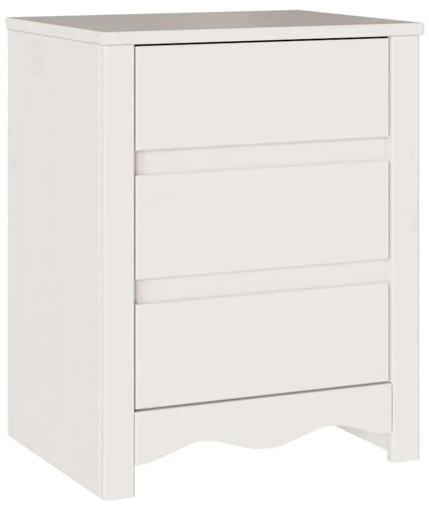 vidaXL Κομοδίνο με συρτάρι Λευκό 45 x 35 x 56 εκ. Μασίφ ξύλο πεύκου
