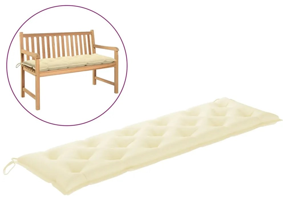 Μαξιλάρι Πάγκου Κήπου Κρεμ Λευκό 180x50x7 εκ. Ύφασμα Oxford