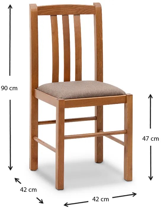 Καρέκλα τραπεζαρίας Derry Megapap από μασίφ ξύλο οξιάς χρώμα καρυδί 42x42x90εκ.
