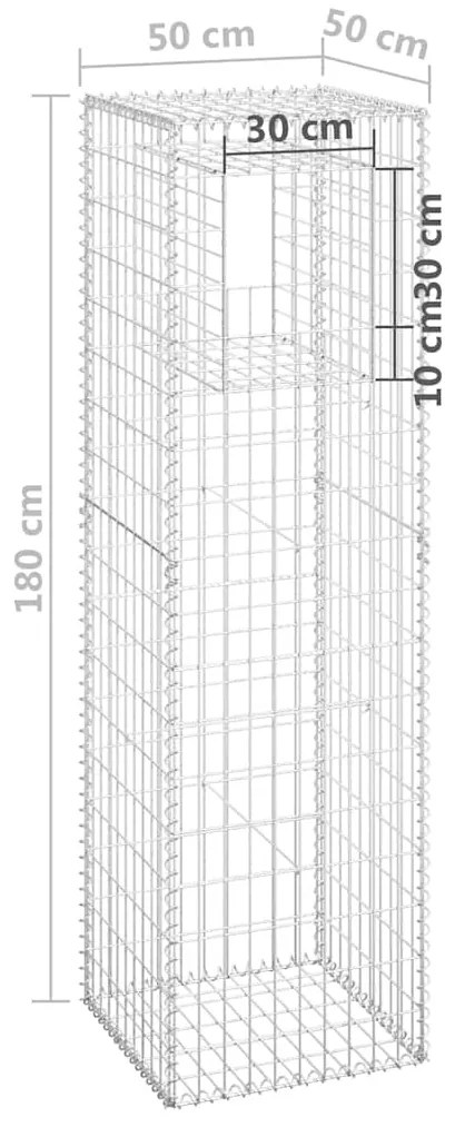 vidaXL Συρματοκιβώτια Στύλοι 2 τεμ. 50 x 50 x 180 εκ. Σιδερένιοι