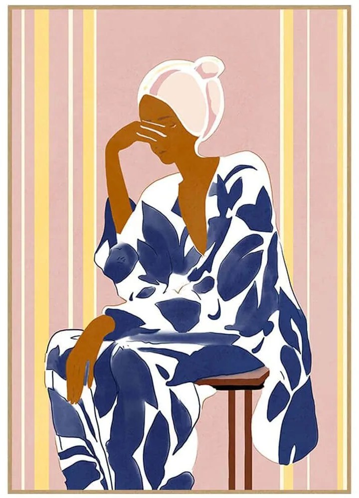 Πίνακας Καμβάς Lady In Blue 029761 50x3x70cm Multi Κάθετοι Ξύλο, Καμβάς