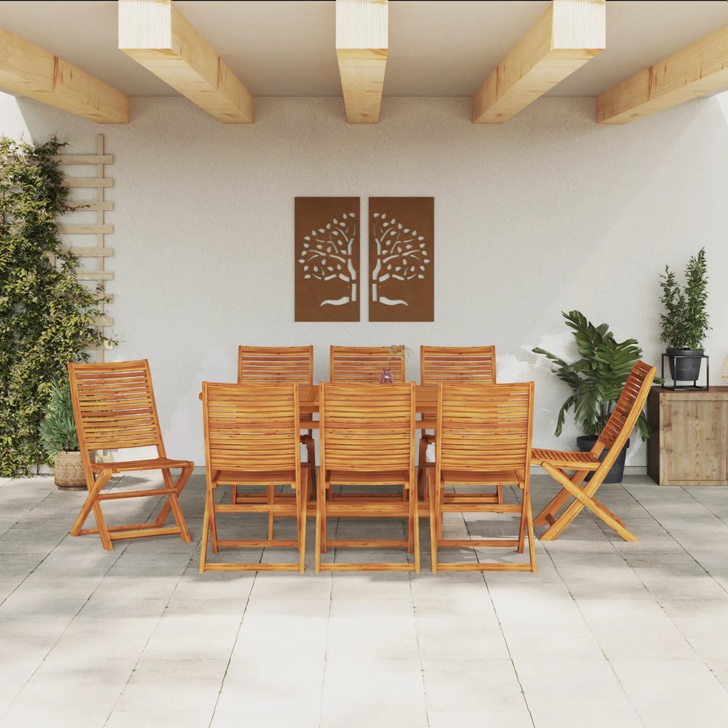 vidaXL Σετ Φαγητού Κήπου 9 pcs Καστανό Large Μασίφ ξύλο ακακίας