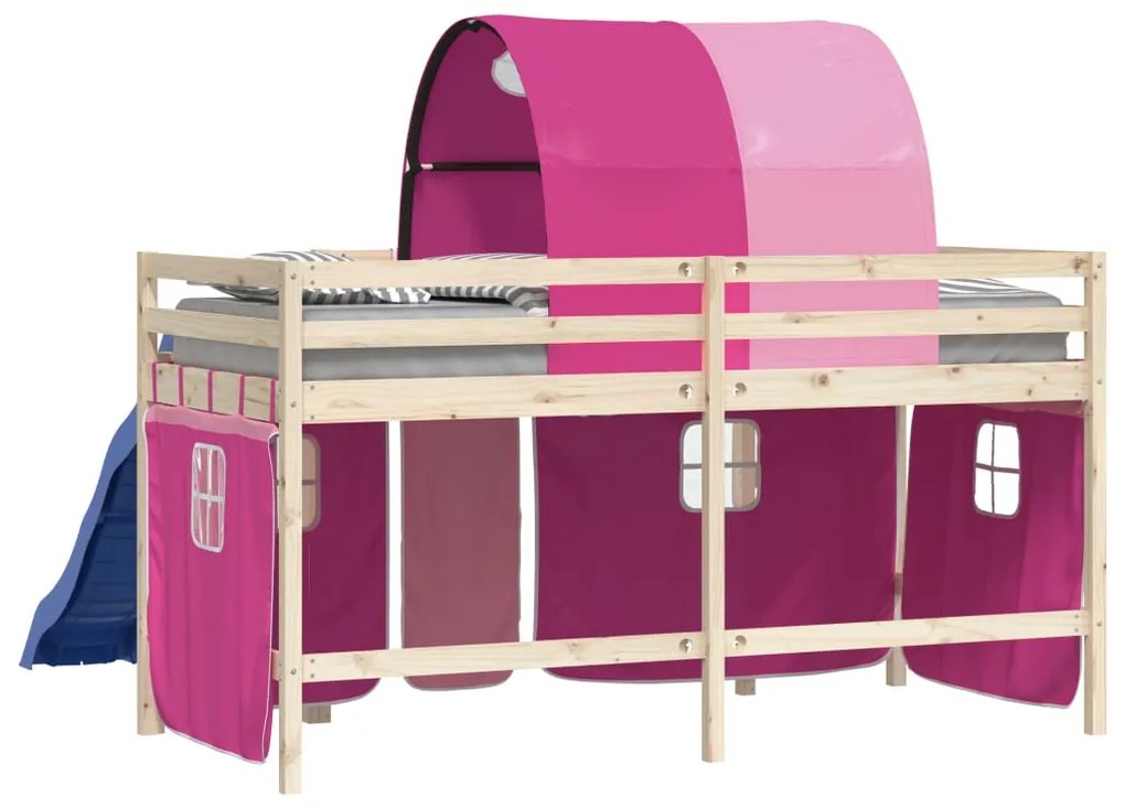 vidaXL Κουρτίνες για Κρεβάτι Κουκέτα με Τούνελ Ροζ από Πολυεστέρα