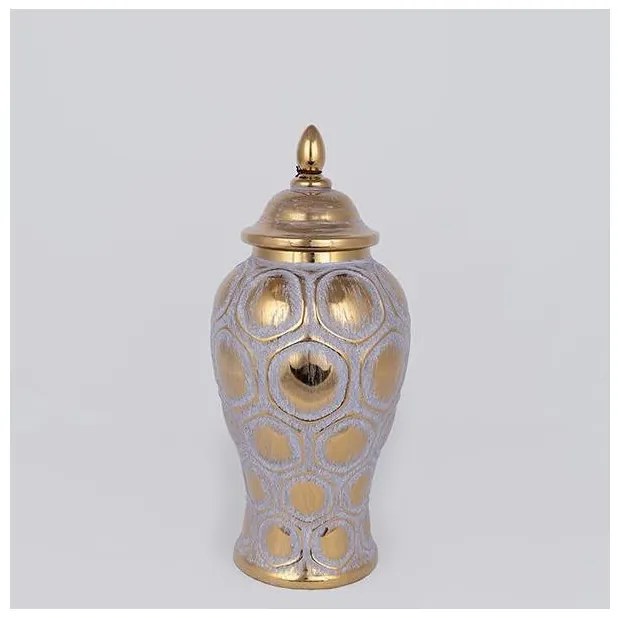 Βάζο Κεραμικό Γκρι &amp; Χρυσό 17.7x17.7x40cm 752-20349 Estheti-752-20349-Χρυσό 752-20349