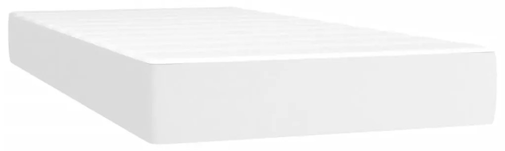 Κρεβάτι Boxspring με Στρώμα &amp; LED Λευκό 200x200 εκ. Συνθ. Δέρμα - Λευκό