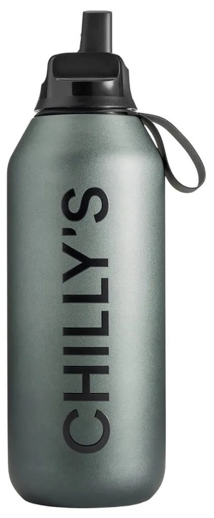 Μπουκάλι Θερμός Series 2 Cargo Chilly's με πτυσσόμενο καλαμάκι, χωρητικότητα 500ml και διατήρηση θερμοκρασίας 12h ζεστό / 24h κρύο - Slate