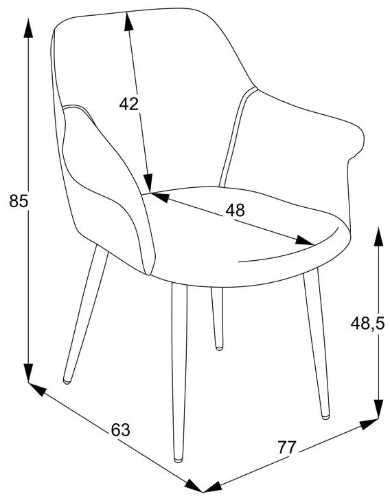 Καρέκλα - Πολυθρόνα Parsow εκρού ύφασμα-πόδι μαύρο μέταλλο 77x63x85εκ 77x63x85 εκ.