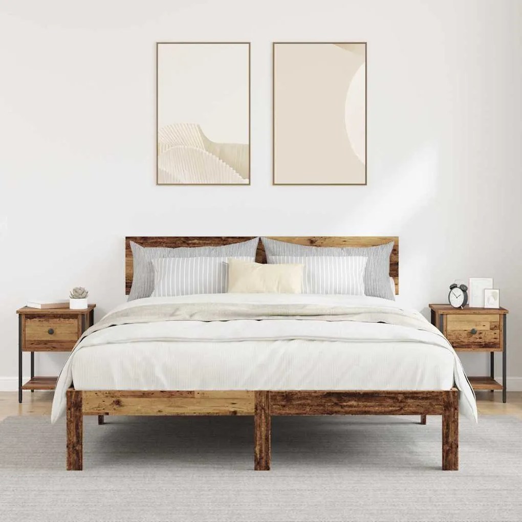 vidaXL Ντουλάπι κρεβατιού 2 pcs Παλαιό ξύλο 40 x 39 x 40 εκ.