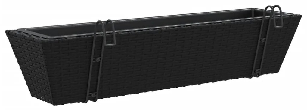 vidaXL Ζαρντινιέρες με Άγκριστρα 2 τεμ. Μαύρα από Συνθετικό Ρατάν