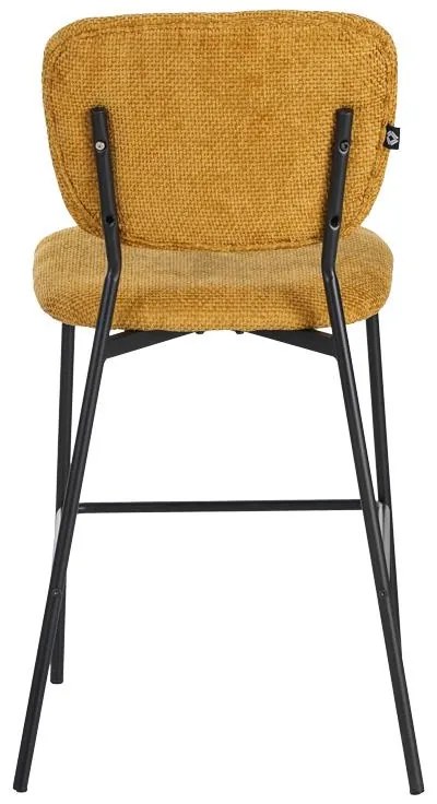 Σκαμπό μπαρ Cathair ύφασμα μπουκλέ μουσταρδί και μαύρα μεταλλικά πόδια 48x54x100 εκ. 2αδα 48x54x100 εκ.