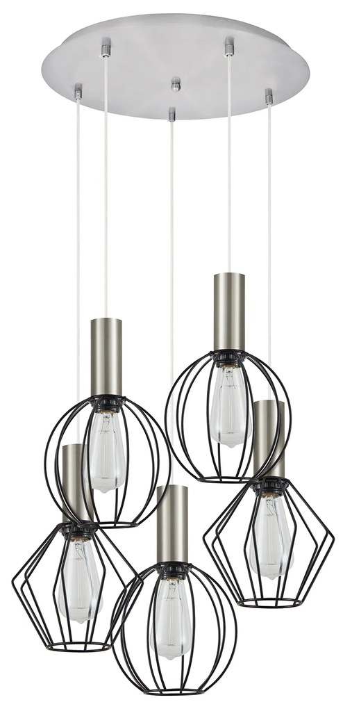 Φωτιστικό Οροφής  SE21-NM-4-5BL-GR12 ADEPT FLEX Nickel Matt Pendant Black Metal Grid+ - 51W - 100W - 77-8921