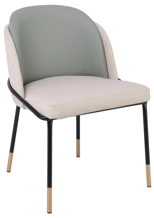 WOODWELL SELECT Καρέκλα Τραπεζαρίας- Κουζίνας, Μέταλλο Βαφή Μαύρο, Pu Μπεζ-Sage Green 56x54x78cm ΕΜ177,3