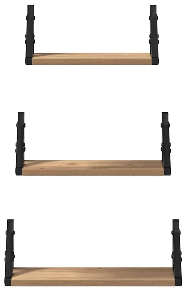 vidaXL Σετ ραφιών τοίχου με ράφι 3 pcs artisan δρυς 37 x 12 x 13 εκ.