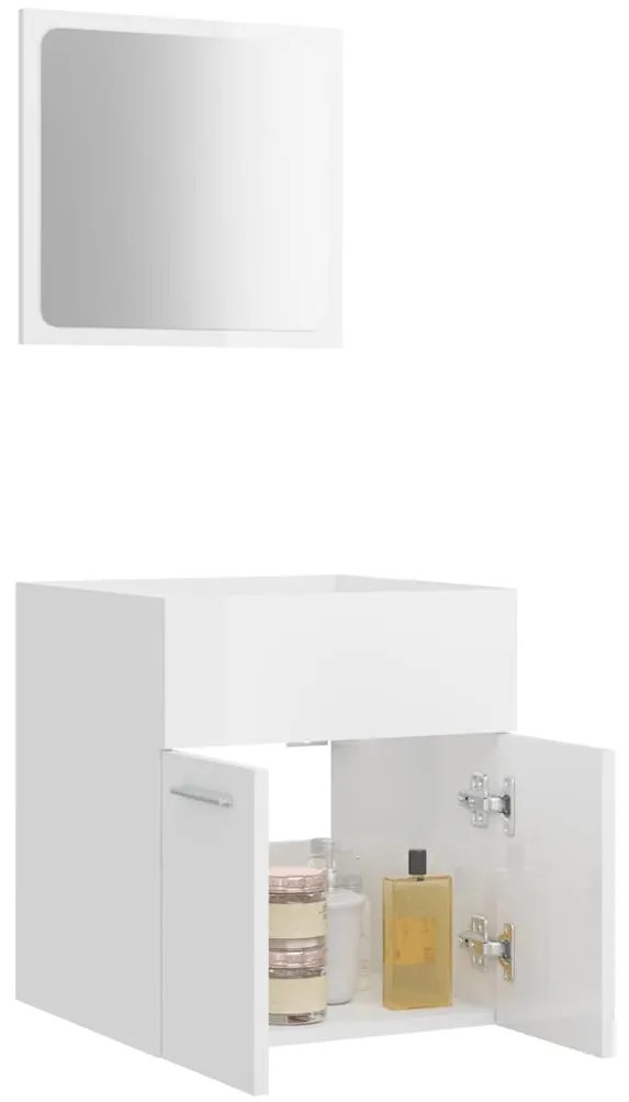 vidaXL Σετ Επίπλων Μπάνιου 2 Τεμαχίων Γυαλιστερό Λευκό από Μοριοσανίδα