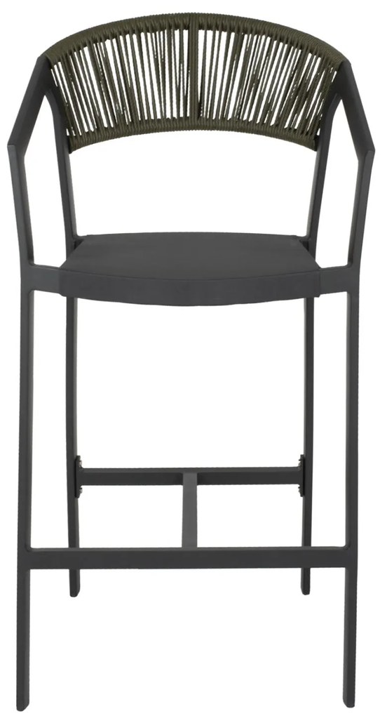 Σκαμπό Μπαρ C5892.04 Ανθρακί Αλουμινίου με Rattan &amp; Textline Χακί 56x58x105Y εκ. 56x58x105 εκ.