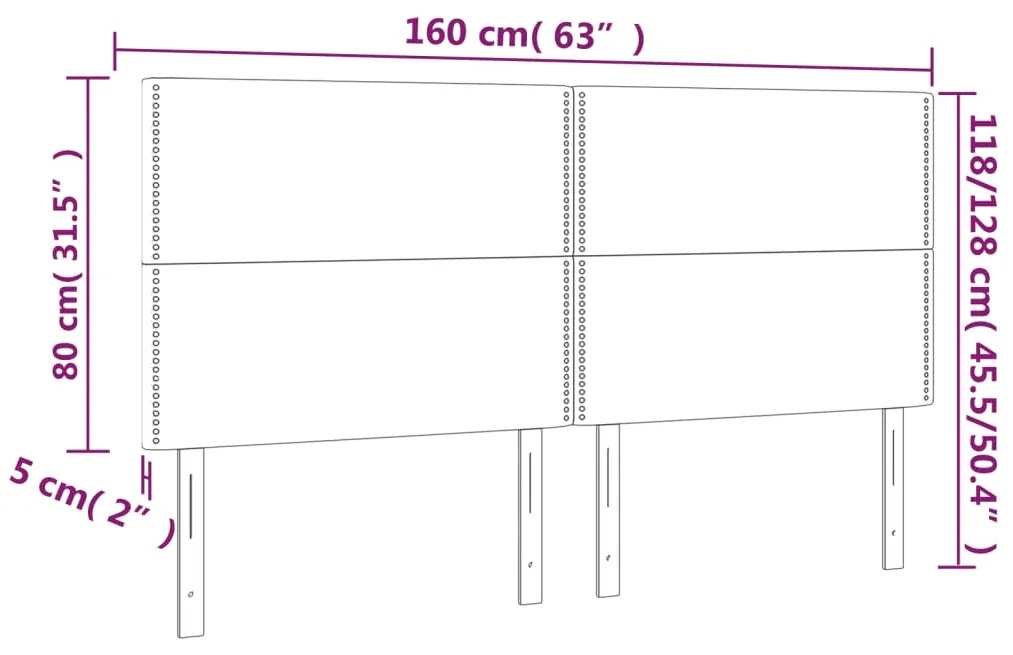 vidaXL Κεφαλάρι Κρεβατιού LED Ανοιχτό Γκρι 160x5x118/128εκ. Υφασμάτινο