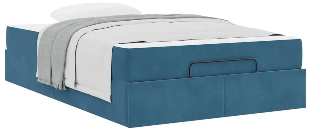 vidaXL Σκελετός κρεβατιού με στρώμα με στρώμα 2 pcs Μπλε Βελούδο