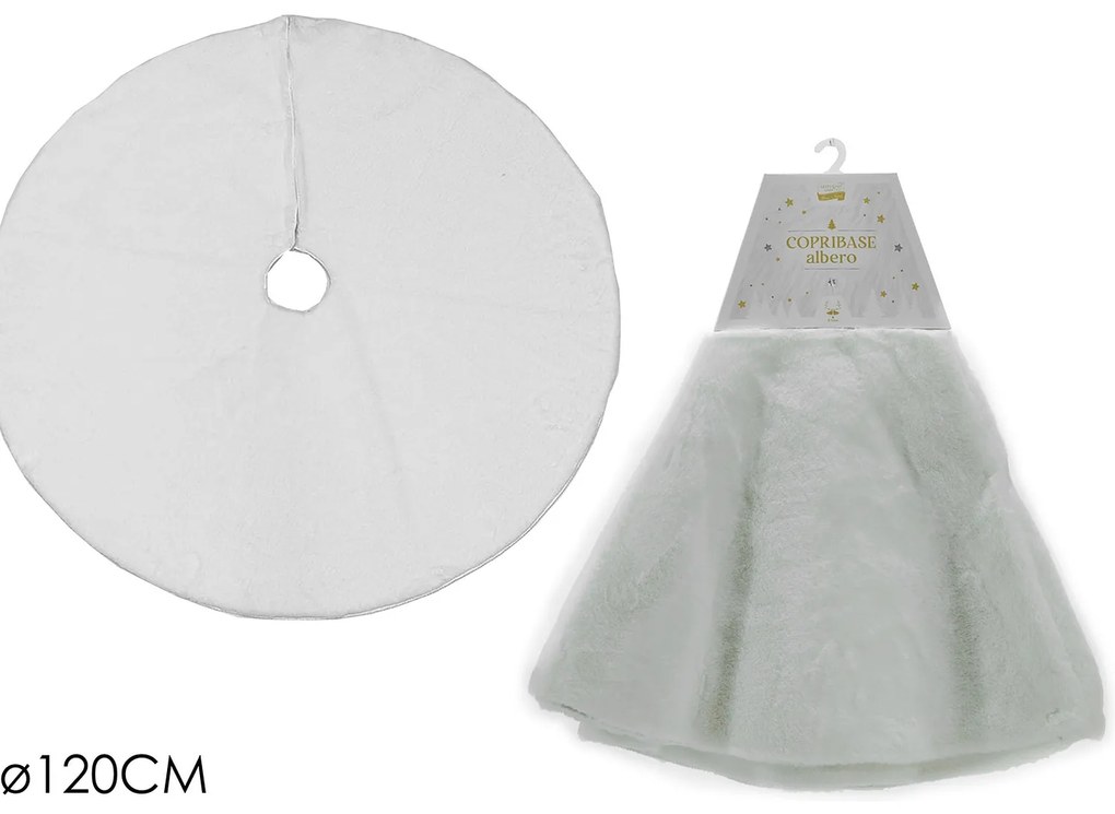 Χριστουγεννιάτικη Βάση Δέντρου Συνθετική Γούνα Λευκό Φ120cm