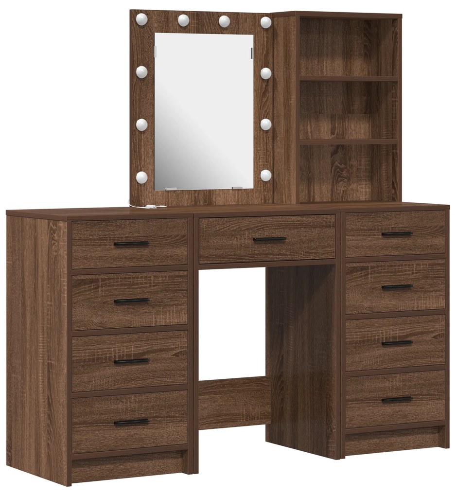 vidaXL Τραπέζι περιποίησης με συρτάρι 3 pcs Καφέ 40 x 41 x 135 εκ.