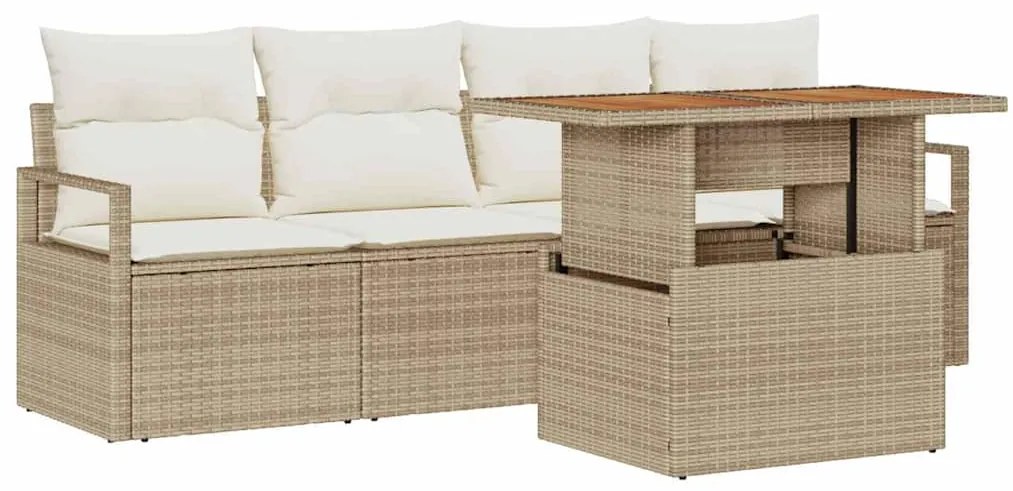 vidaXL Σετ Καναπέ Κήπου με μαξιλάρι 5 pcs μπεζ και κρεμ