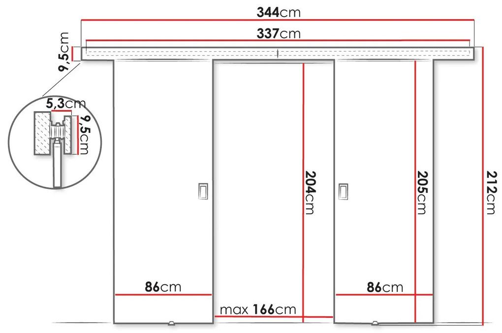 Συρόμενες πόρτες Dover 200, 46 kg, Άσπρο, Πλαστικοποιημένη μοριοσανίδα, Αλουμίνιο | Epipla1.gr