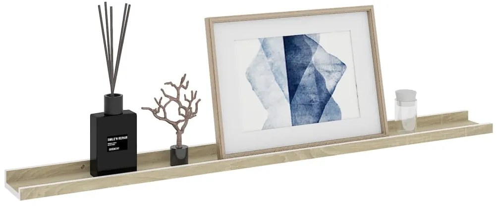 vidaXL Ράφια Τοίχου 2 τεμ. Λευκό και Sonoma Δρυς 100 x 9 x 3 εκ.