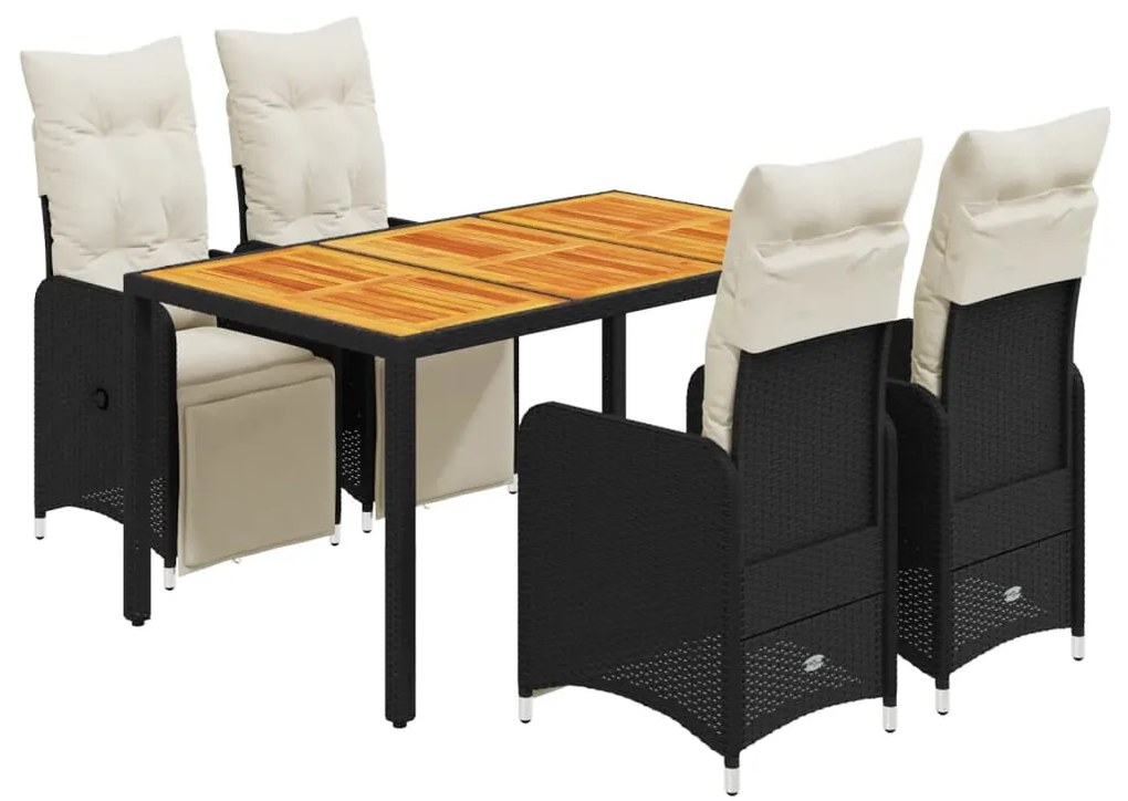 vidaXL Σετ Επίπλων Bistro Κήπου 5 τεμ Μαύρο Συνθετ. Ρατάν με Μαξιλάρια