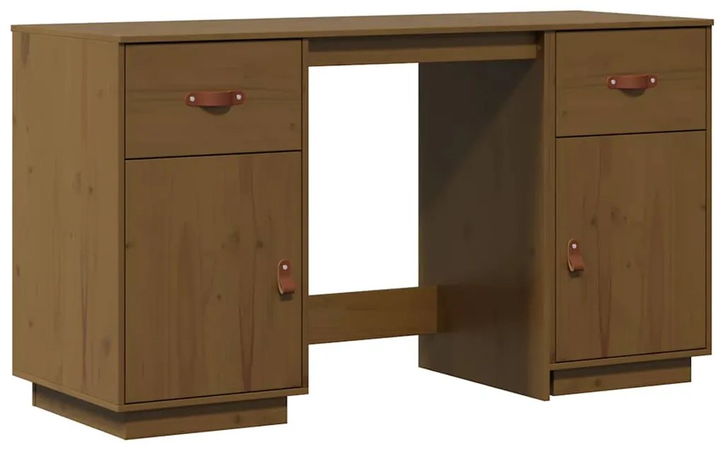 vidaXL Ντουλάπι Γραφείου Καφέ Μελί 135x50x75εκ. από Μασίφ Ξύλο Πεύκου