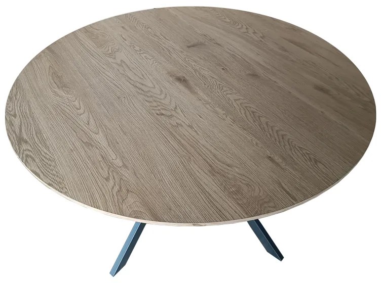 Τραπέζι Xuson pakoworld φυσικό mdf-πόδι μαύρο μέταλλο Φ120x75εκ - 292-000074