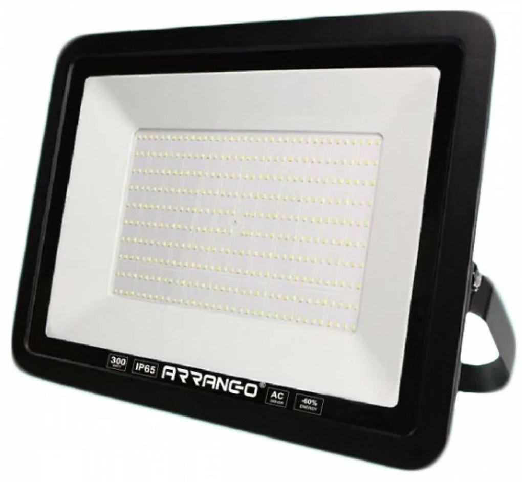 Arrango Στεγανός Προβολέας IP65 Ισχύος 300W με Φυσικό Λευκό Φως σε Μαύρο χρώμα AP79297