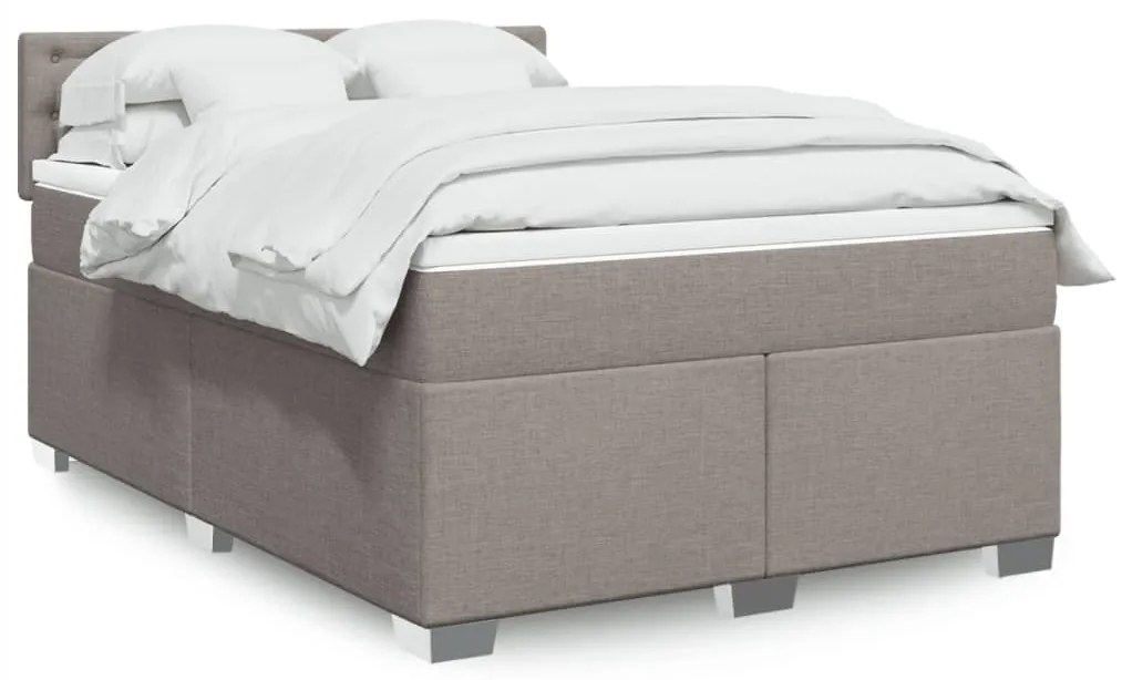 Κρεβάτι Boxspring με Στρώμα Taupe 160x200 εκ. Υφασμάτινο - Μπεζ-Γκρι