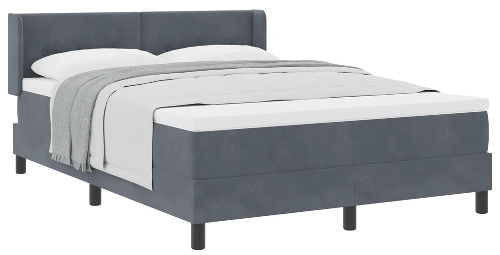vidaXL κρεβάτι Box Spring με στρώμα Σκούρο Γκρι 140x200 εκ Βελούδο