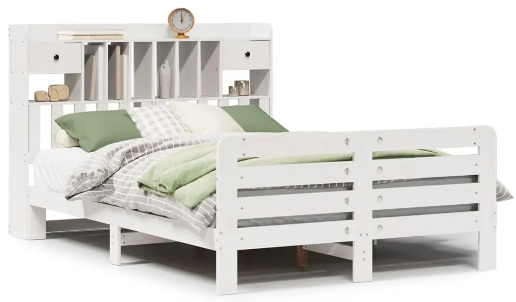 vidaXL Κρεβάτι Βιβλιοθήκη Χωρίς Στρώμα 140x200 εκ Μασίφ Ξύλο Πεύκο