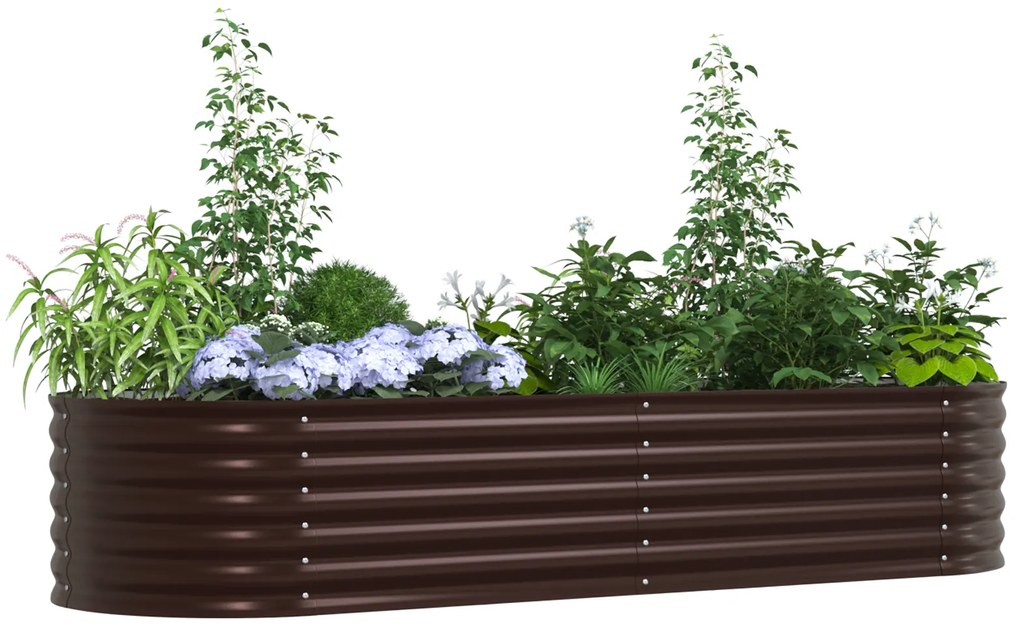 vidaXL Ψηλό κρεβάτι κήπου Καφέ 240x80x44 εκ. Γαλβανισμένο Ατσάλι