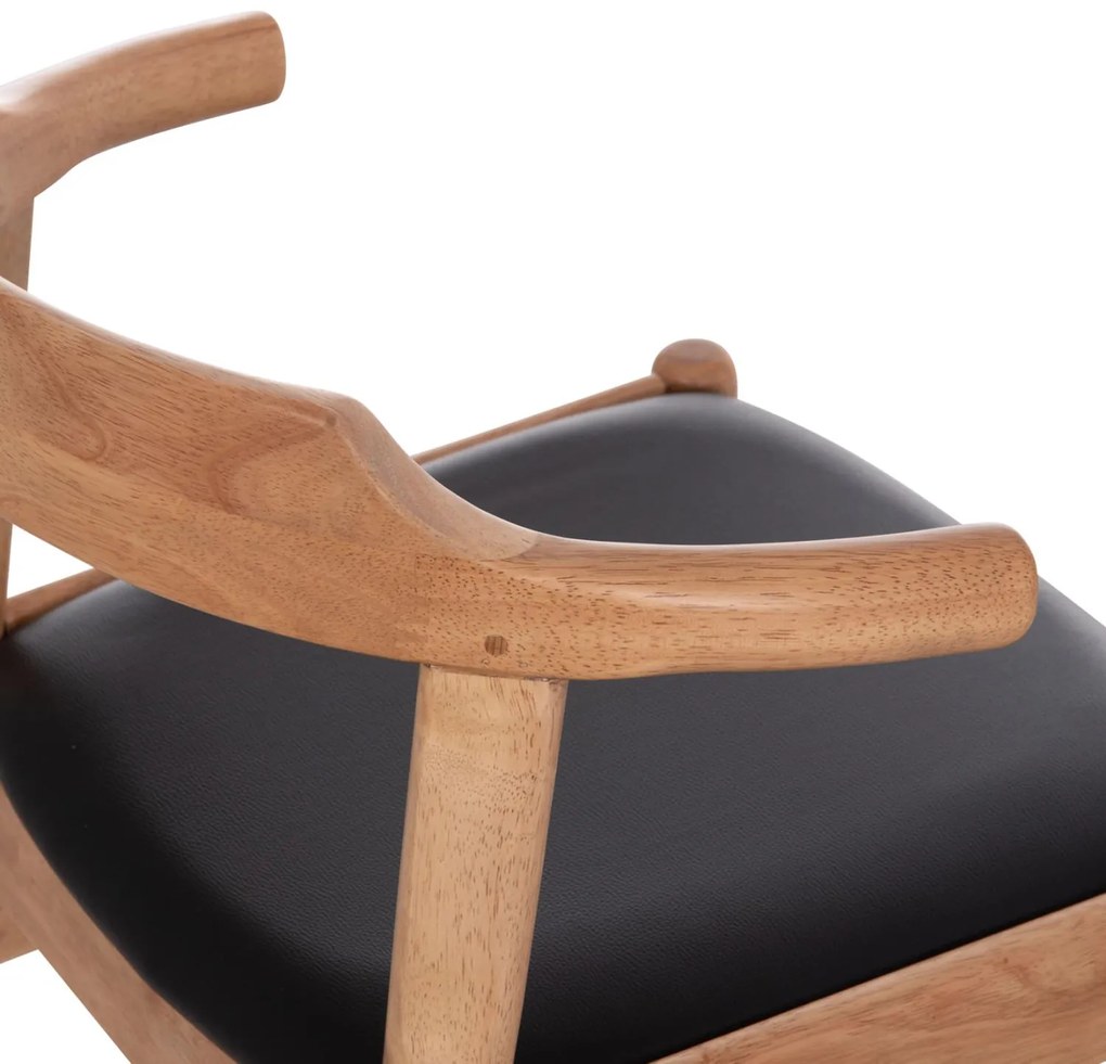 Καρέκλα Πολυθρόνα CERSEI από Rubberwood σε Light Oak & PU Μαύρο 57x53x72Υεκ 2αδα 57x53x72 εκ.